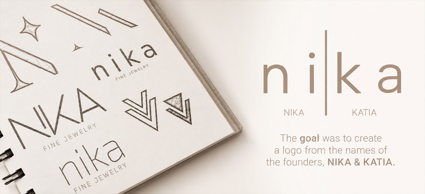 Entwürfe und Konstruktion des Logos von Nika Fine Jewelry
